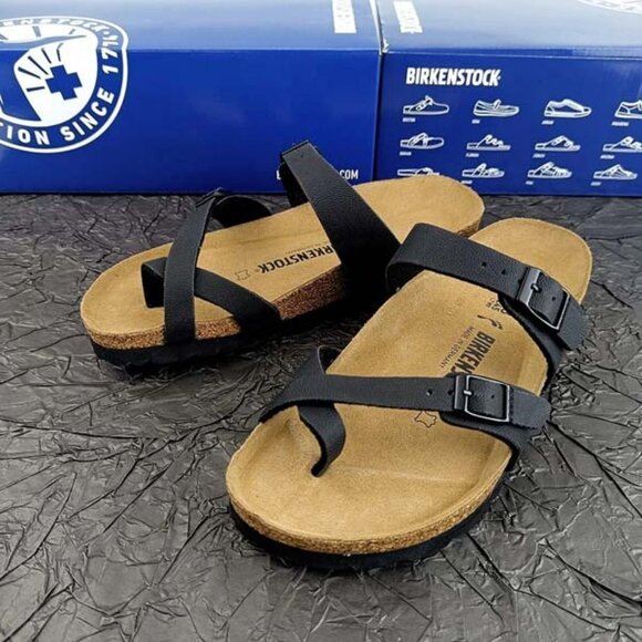 Birkenstock Mayari Birko-Flor Black Leather Sandals - Picture 2 of 6